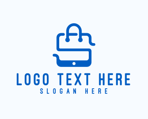 Online Shop - Mobile Shopping Bag logo design