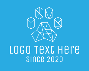 White - Geometric Pet Paw Print logo design