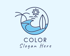Tropical - Surfing Beach Island logo design