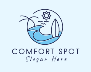 Surfing Beach Island logo design