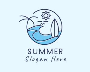 Surfing Beach Island logo design