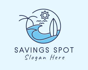 Surfing Beach Island logo design