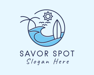 Surfing Beach Island logo design