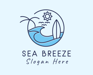 Surfing Beach Island logo design