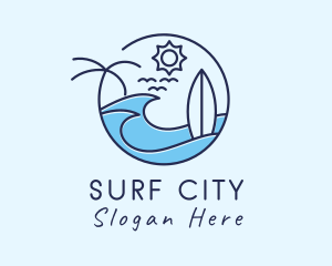 Surfing Beach Island logo design