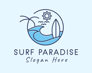 Surfing Beach Island logo design