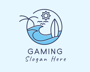 Coastal - Surfing Beach Island logo design