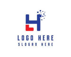 Computer - Pixel Tech Letter LH logo design