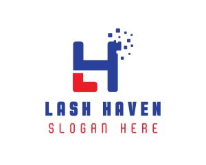 Pixel Tech Letter LH logo design