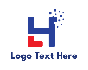 Pixel - Pixelated H logo design