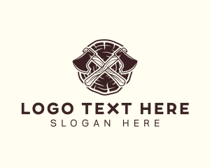 Logging - Axe Woodcutter Log logo design