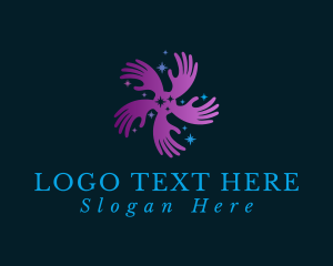 Palm - Purple Sparkle Hand logo design