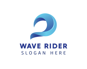 3D Wave Surfer logo design