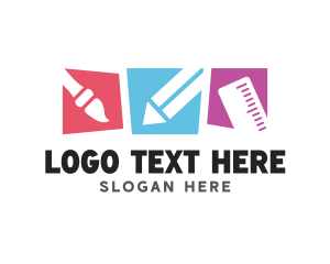 Stationery Pencil Brush Logo