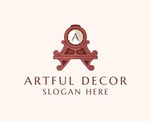 Antique Clock Furniture Decoration logo design