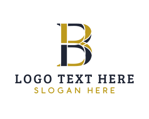Alphabet - Gold Blue B logo design