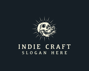 Indie - Hipster Bottle Skull logo design