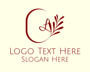 Maroon - Elegant Leaves Lettermark logo design