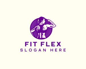 Workout - Female Bodybuilder Workout logo design