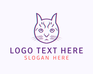 Online Gaming - Cat Glitch Anaglyph logo design