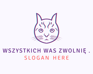 Cat Glitch Anaglyph logo design