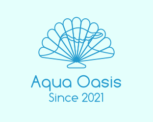 Pool - Blue Wave Seashell logo design