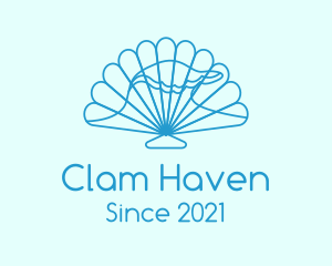 Clam - Blue Wave Seashell logo design