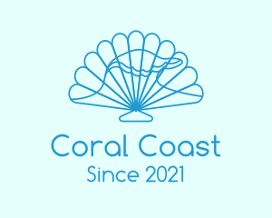 Coral - Blue Wave Seashell logo design