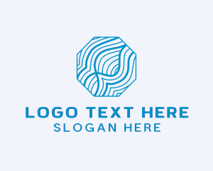 Business - Digital Technology Octagon Wave logo design