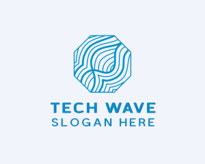 Digital Technology Octagon Wave logo design