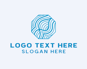 Company - Digital Technology Octagon Wave logo design