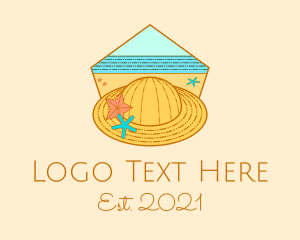 Travel Vlogger - Summer Hat Line Art logo design