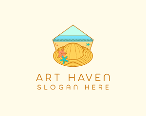 Summer Hat Line Art logo design