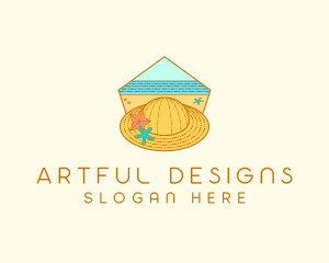 Summer Hat Line Art logo design