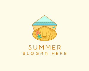 Summer Hat Line Art logo design