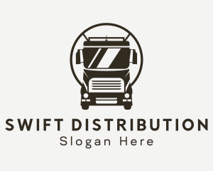 Distribution - Trailer Trucking Vehicle logo design