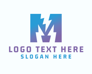 Voltage - Thunder Bolt Letter M logo design