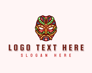 Maori Mask - Tribal Tiki Mask logo design