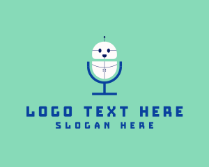 Podcast - Cute Robot Microphone logo design