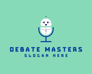 Debate - Cute Robot Microphone logo design