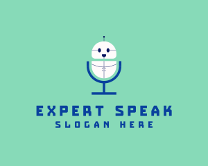 Lecture - Cute Robot Microphone logo design