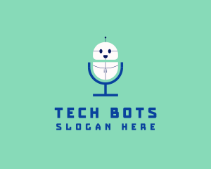 Robotic - Cute Robot Microphone logo design