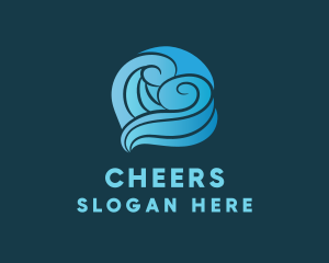 Ocean Waves Heart Logo