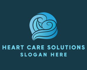 Ocean Waves Heart logo design