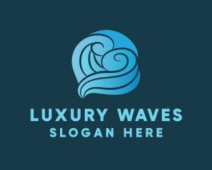 Ocean Waves Heart logo design