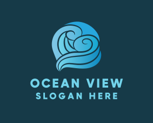 Ocean Waves Heart logo design