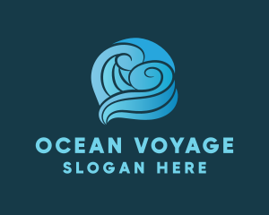 Ocean Waves Heart logo design