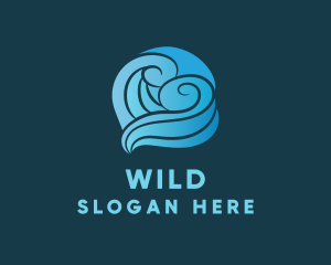 Pool - Ocean Waves Heart logo design