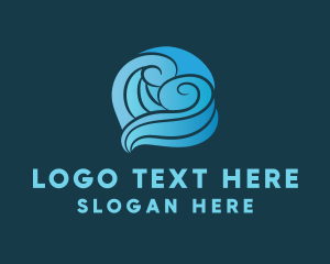 Lodging - Ocean Waves Heart logo design