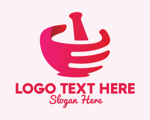 Drugstore - Mortar & Pestle Hand logo design